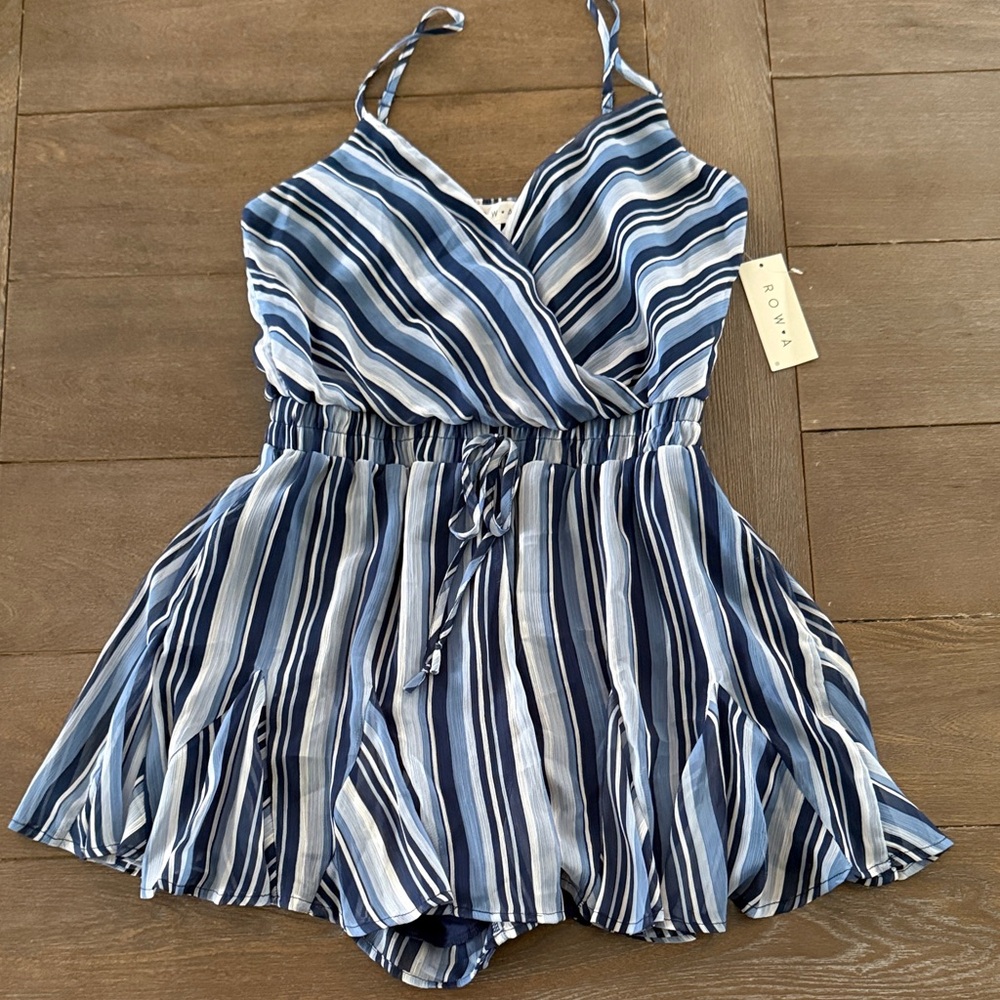 NWT Row-a Blue Stripe Romper